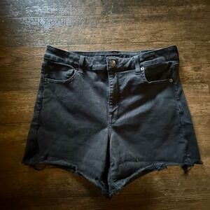 American Eagle‎ Ne(x)t Level Stretch Black Denim Shorts Women's Cut Off Hem
